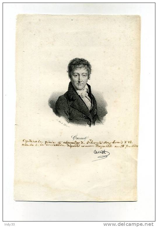 - PORTRAIT DE CARNOT . LITHO DU XIXe S. - Lithographien