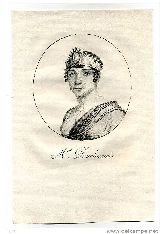 - PORTRAIT DE Mlle DUCHECHESNOIS . LITHO DU DEBUT DU XIXe S. - Litografia