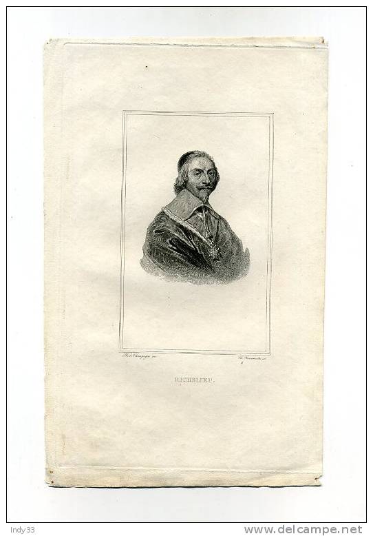 - PORTRAIT DE RICHELIEU . GRAVURE SUR ACIER  DU XIXe S. - Religion & Esotérisme