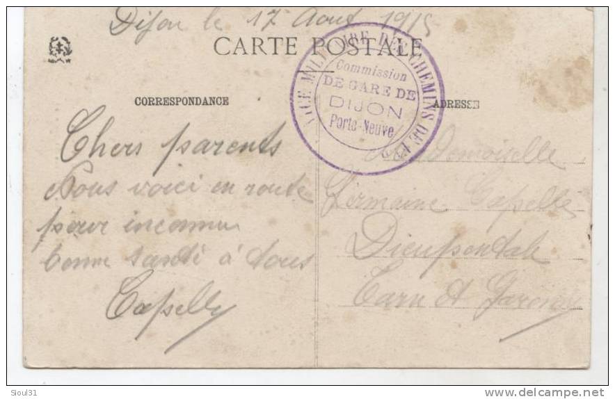 NEUFCHATEAU +TAMPON MILITARIA CROIX ROUGE AMBULANCE MILIT. DES CHEMINS DE FER  1915 - Red Cross