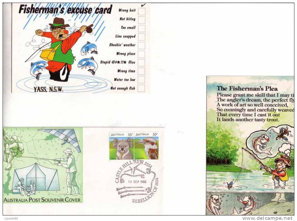 4 Carte De Peche + 1  FDC / 4 Fishing Postcard + 1 FDC - Pêche