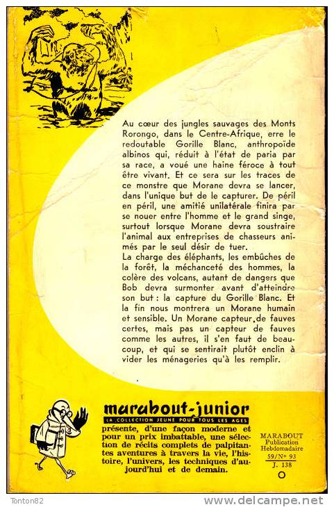 Marabout Junior 138 - Bob Morane ( Type 2 ) - Le Gorille Blanc - Henri Vernes - Marabout Junior