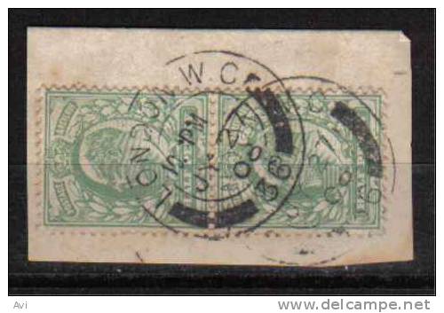 GB - Great Britain Cutout, July 08 1928, Pair Of Half Penny Stamps. Very Clean Cancelation. - Gebraucht