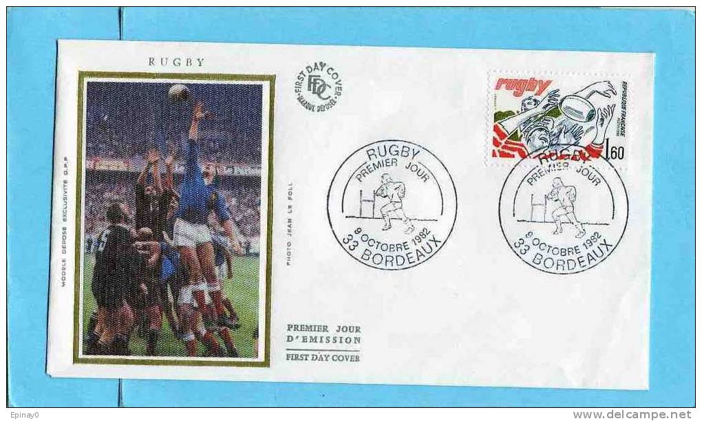 B - RUGBY - Enveloppe Premier Jour - 9 /10/ 1982 à BORDEAUX - Rugby