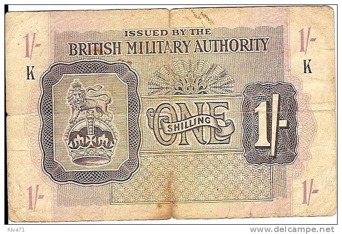 **Rare** 1 Shilling "BRITISH MILITARY AUTHORITY"  Bc 00 - Britse Militaire Autoriteit