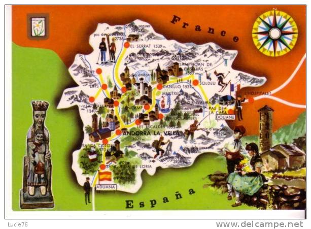 VALLS ANDORRA -  N° 197  -  Carte D´Andorre  - Illustrations - Andorra