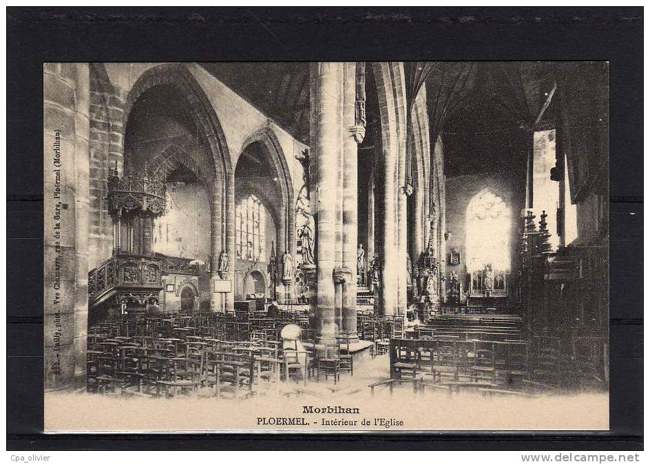 56 PLOERMEL Eglise, Intérieur, Ed Bailly 222, Morbihan, 191? - Ploërmel