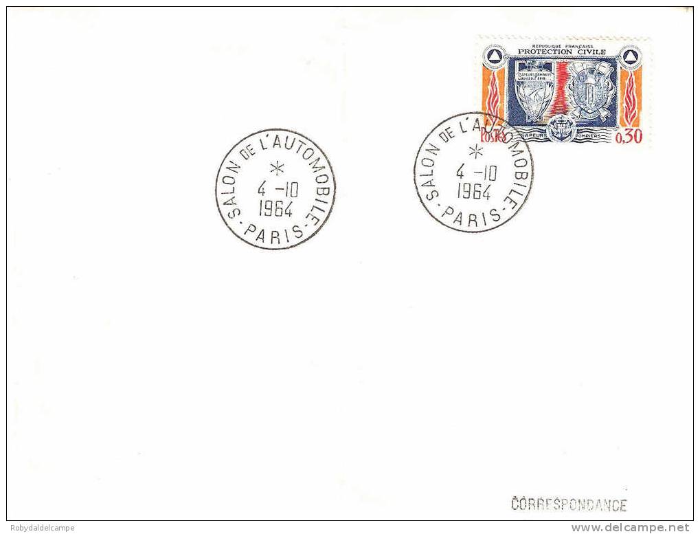 Y022 - FRANCIA - Yvert # 1404 Su Busta Con Annullo Ufficiale Salone Auto Di Parigi 1964 - Briefe U. Dokumente
