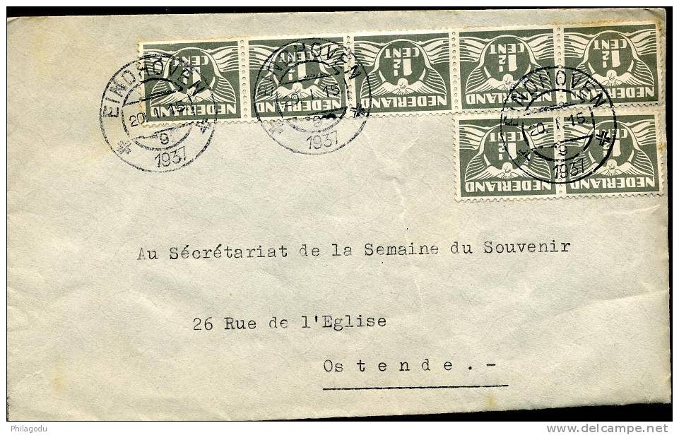 Brief 1931 Met 7 Zegels 1c1/2 Naar Belgie - Lettres & Documents