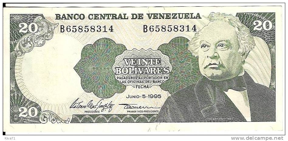 20 Bolivares  "VENEZUELA"  José Antonio Paez  5 Juin 1995    UNC          Ble 92 - Venezuela