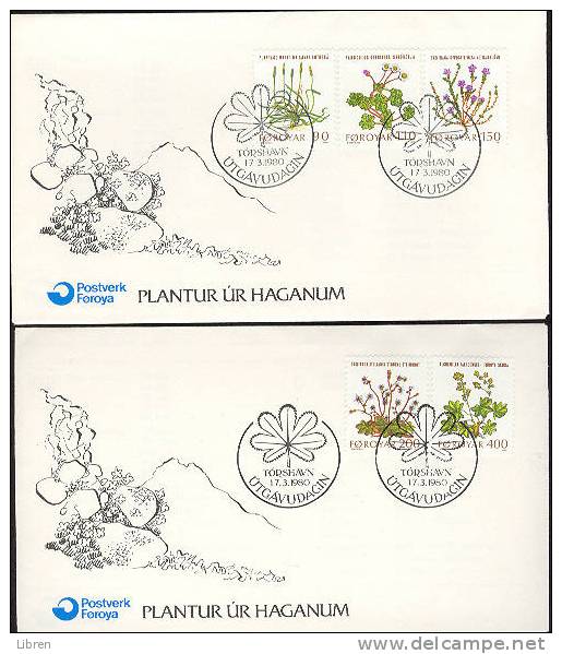 FAROER, FOROYAR FDC YV 42-46 FLOWERS, BLUMEN, BLOEMEN, FLEURIS. BLANCO, OPEN. VERY FINE QUALITY. - Féroé (Iles)