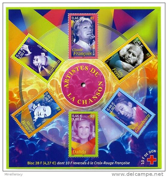 BLOC FEUILLET LA CHANSON FRANCAISE CLAUDE FRANCOIS BARBARA LEO FERRE SERGE GAINSBOURG DALIDA MICHEL BERGER - Singers