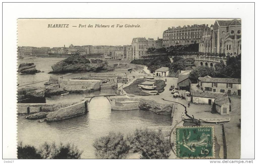 CPA Animée - BIARRITZ - Port Des Pêcheurs Et Vue Générale - Ayant Circulé En 1914 - Biarritz