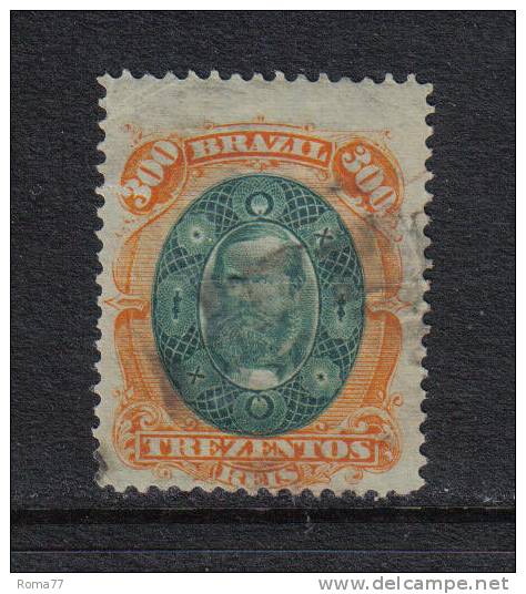 PC238B - BRASILE , 300 Reis Arancio E Verde N. Yvert 48. Usato. - Used Stamps