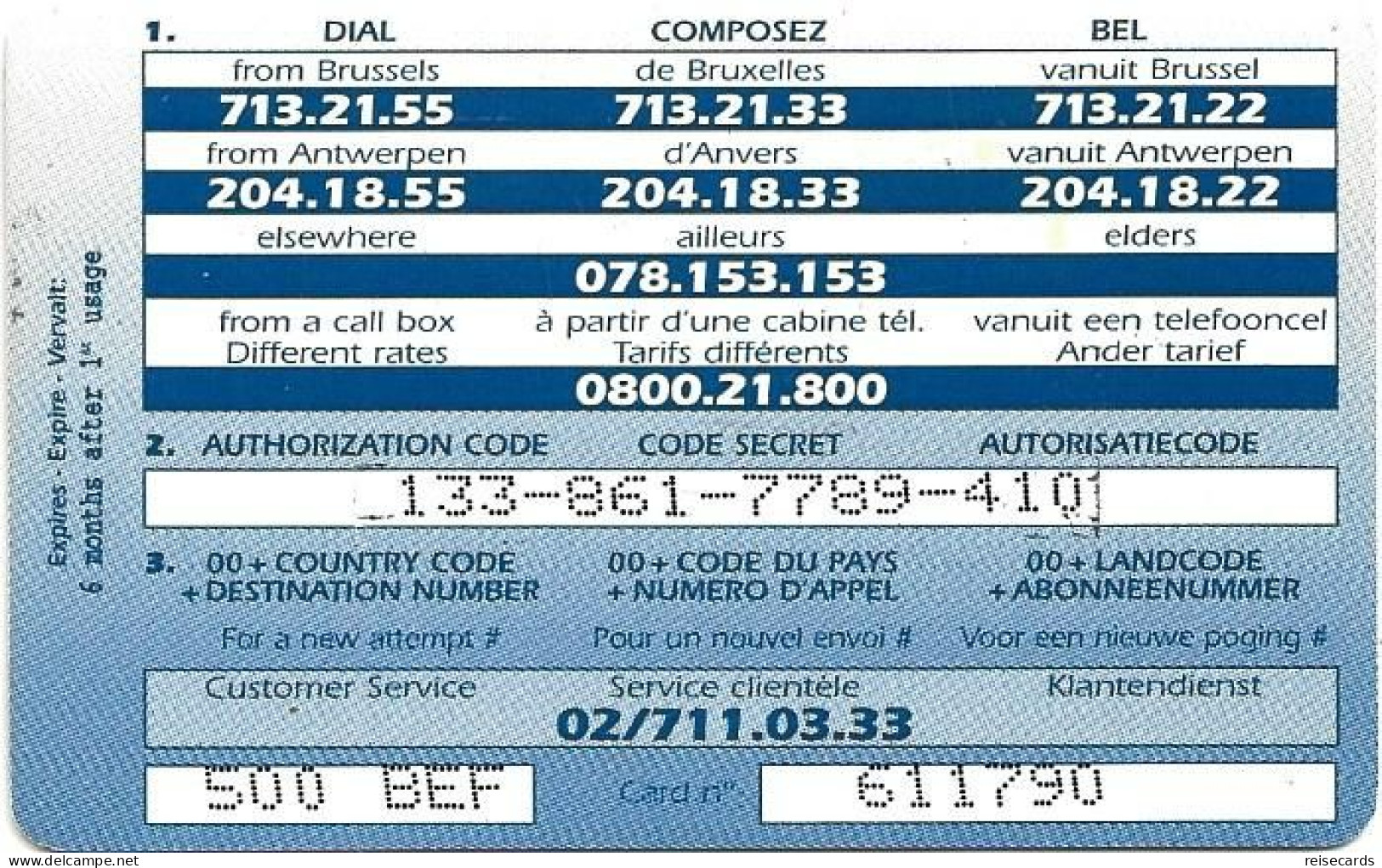 Belgium: Prepaid WorldxChange Communications - The Telephone Card. Globe - Cartes GSM, Recharges & Prépayées