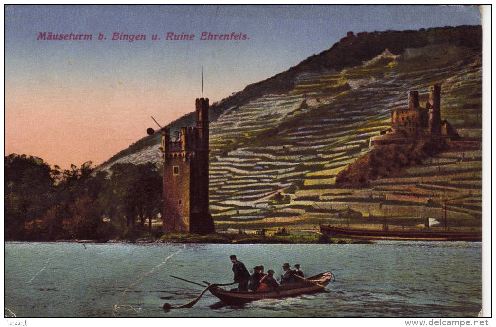 CPA Colorisée De Bingen (Rhénanie Palatinat Allemagne.): Mäuseturm B. Bingen U. Ruine Ehrenfels. - Bingen