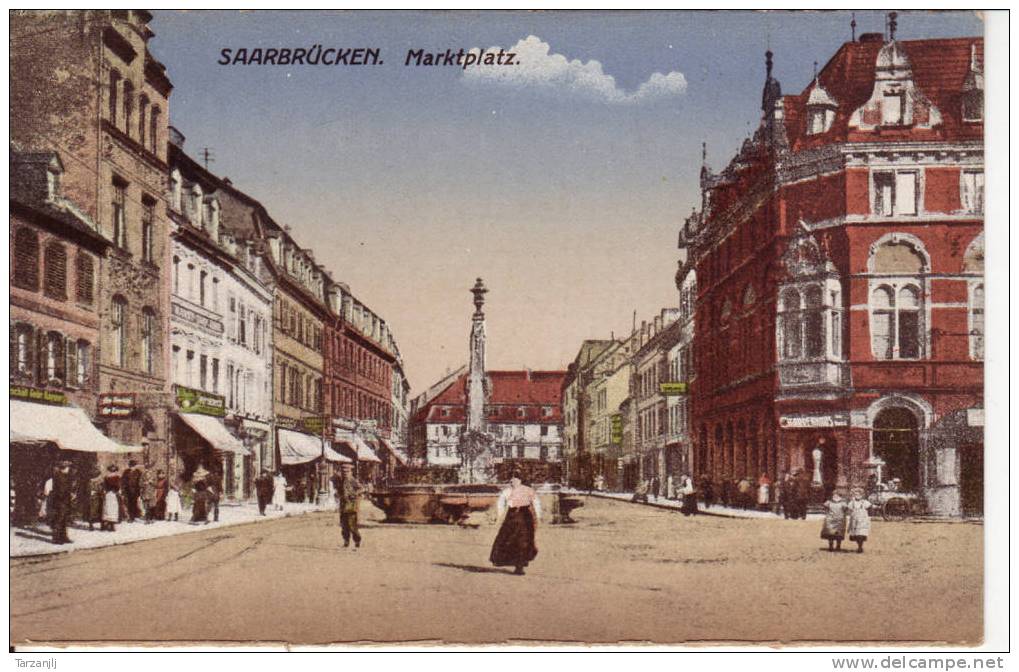 CPA Colorisée De Saarbrucken (Sarre Allemagne.): Markplatz - Saarbrücken