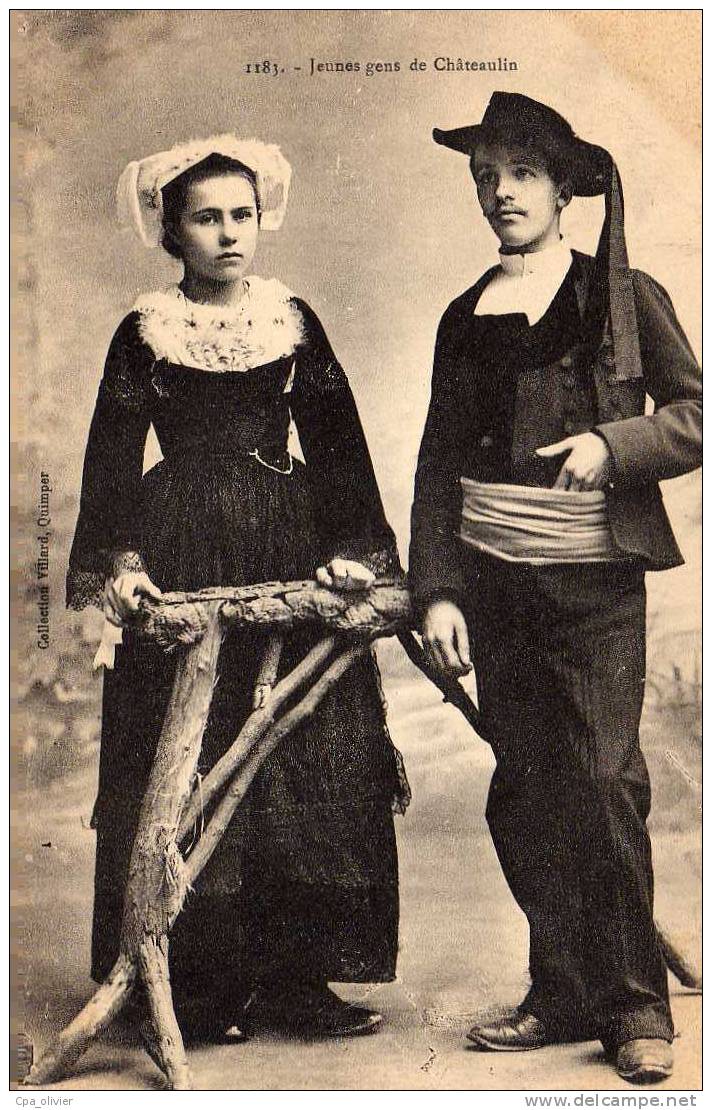 29 CHATEAULIN Types, Jeunes Gens, Couple, Costumes, Ed Villard 1183, 190? - Châteaulin