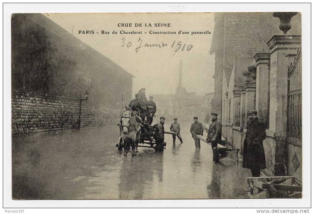 M15 - PARIS - Crue De La Seine - Rue Du CHEVALERET - Construction D'une Passerelle (BEAU PLAN Animé) - Paris (13)