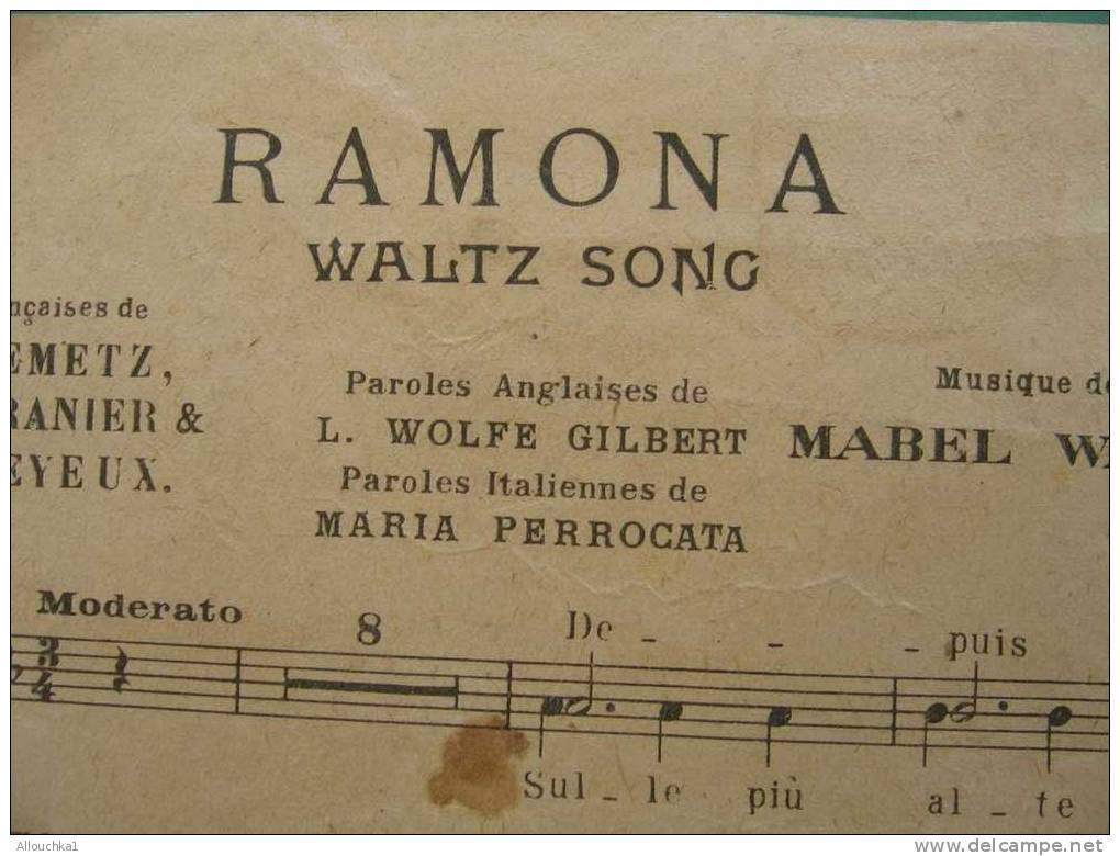 MUSIQUE PARTITIONS RAMONA VALSE CHANTEE FRANCIS DAY - Song Books