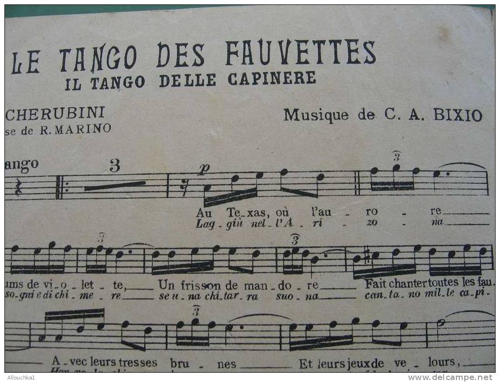 MUSIQUE PARTITION LE TANGO DES FAUVETTES - Song Books