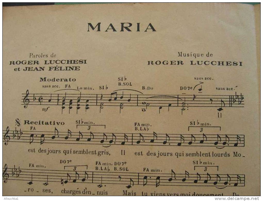 MUSIQUE PARTITION TINO ROSSI  MARIA  EDITIONS SALABERT - Opera