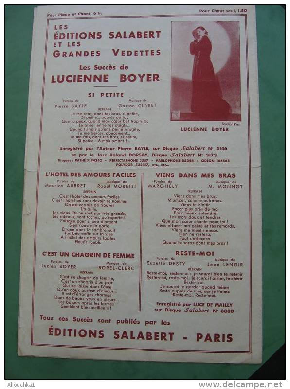 MUSIQUE PARTITION SI PETITE LUCIENNE BOYER EDITIONS SALABERT  DACTYLO - Song Books