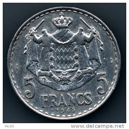 5F Monaco Louis II Alu 1945 Ttb+ - 1922-1949 Luigi II