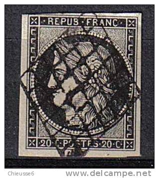 France Ob.  N° 3 - 20c Noir S. Jaune - 1849-1850 Cérès