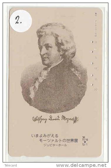 Telecarte WOLFGANG AMADEUS MOZART (2) Musique MUSICIAN Music Muziek Componist Phonecard JAPON - Musique