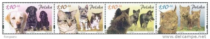 2002 POLAND Dogs And Cats 4v - Nuevos