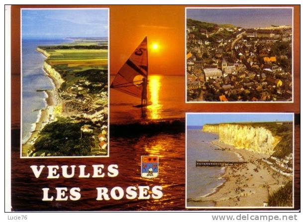 VEULES LES ROSES    - 3 Vues Sur Fond De Coucher De Soleil -  N°  118 - Veules Les Roses