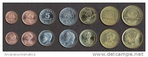 GRECIA GREECE Juego 7 Monedas S/C UNC KM#168              DL-698 - Grecia