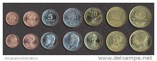 GRECIA GREECE Juego 7 Monedas S/C UNC KM#168              DL-700 - Grecia