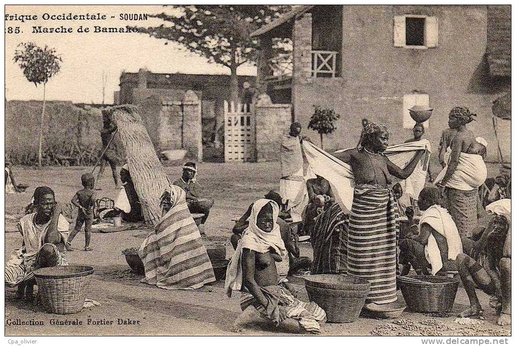 MALI Bamako, Marché, Très Animée, Types, Seins Nus, Ed Fortier, Afrique Occidentale, Soudan, AOF, 190? - Malí