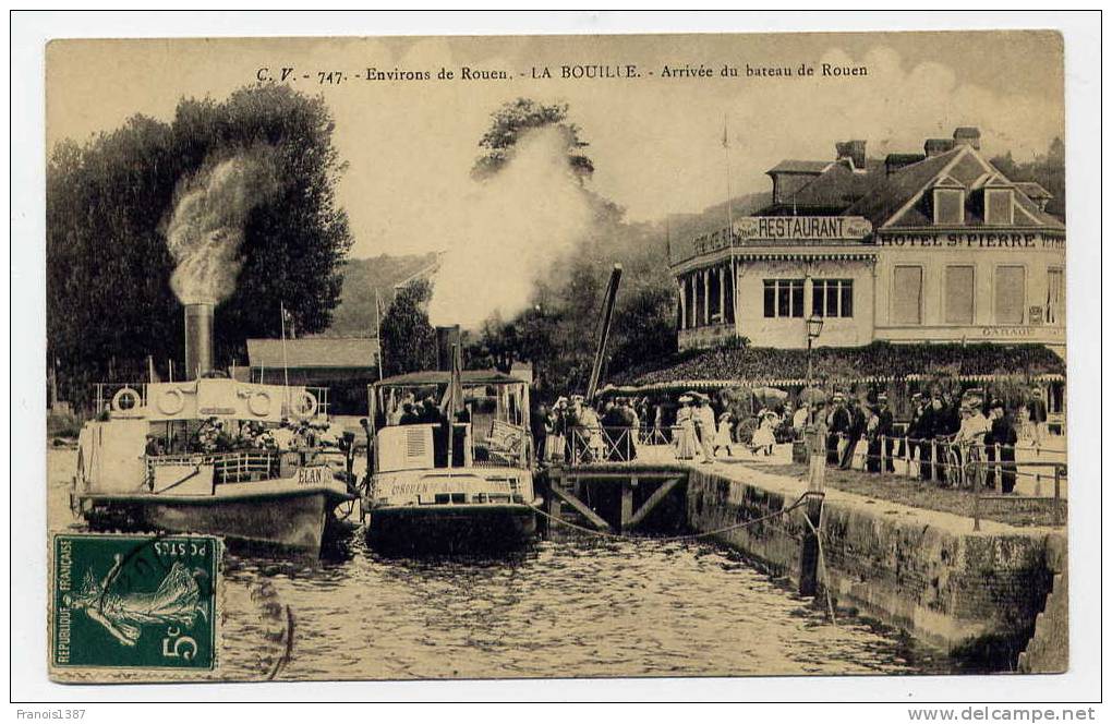 M16 - LA BOUILLE  - Arrivée Du Bateau De Rouen (BELLE CARTE Animée De 1910) - La Bouille