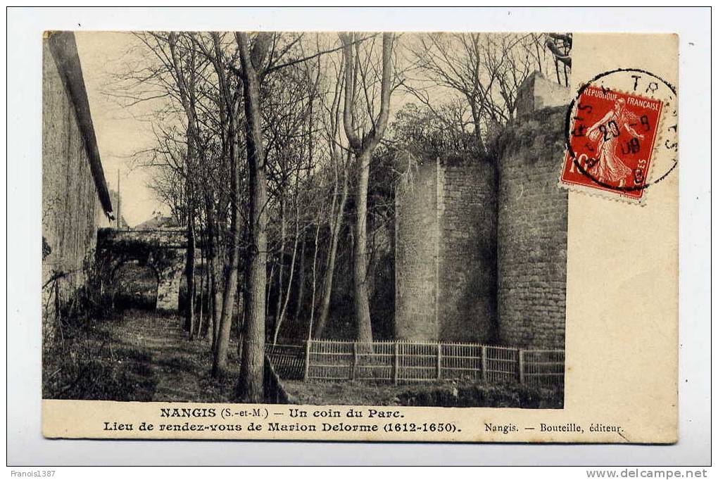 M16 - NANGIS - Un Coin Du Parc - Lieu De Rendez-vous De Marion Delorme (1612-1650) - Carte De 1909 - Nangis