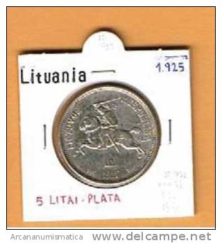 LITUANIA LIETUVA LITHUANIA  5 LITAI  PLATA 1.925 EBC  KM#78  DL-732 - Lituania