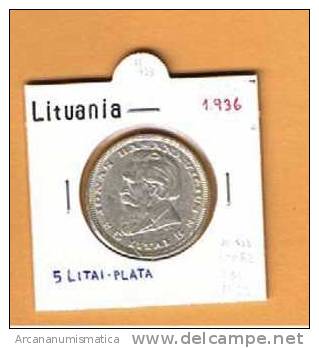 LITUANIA LIETUVA LITHUANIA  5 LITAI  PLATA 1.936 EBC  KM#82  DL-733 - Lithuania