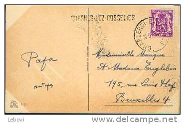 Entier Postal - Ambulant CHARLEROI-BRUXELLES Avec Griffe FRASNES-LEZ-GOSSELIES (194?) - Bahnpoststempel