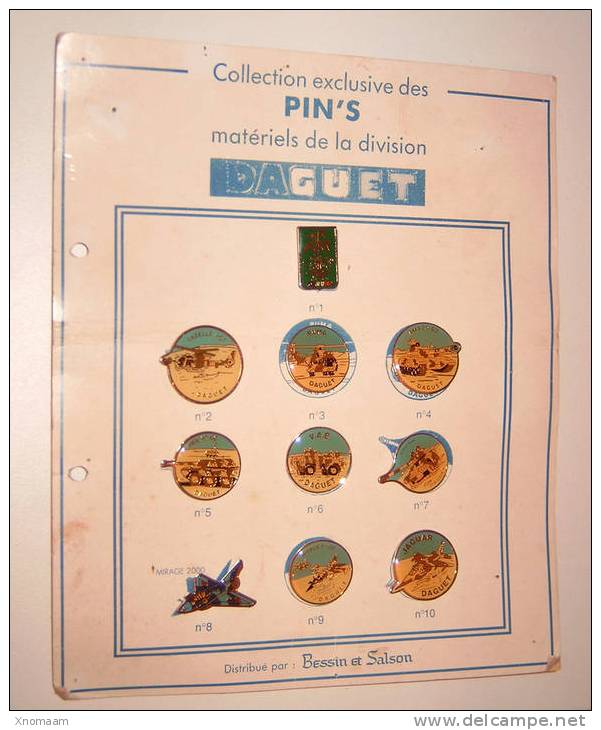 Collection Pin's - Matériel De La Division DAGUET - Les Français Dans La Guerre Du Golf - Serie De 10 Pin's - Militaria