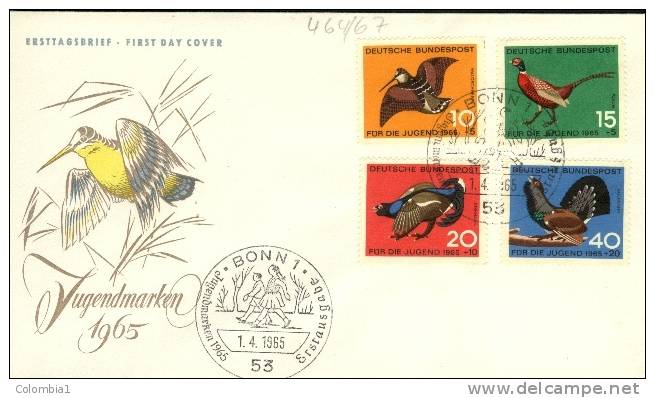 ALLEMAGNE Lettre Bonn 01/04/1965 FDC 4 Oiseaux - Cartas & Documentos