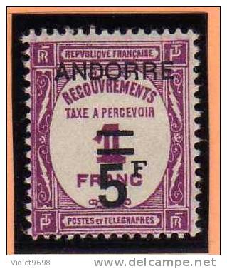 ANDORRE FRANCAIS: Taxe N° 15 ** - Unused Stamps