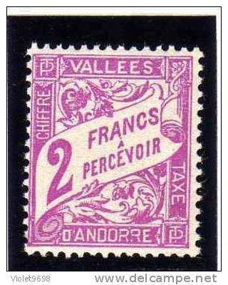 ANDORRE FRANCAIS: Taxe N° 19 ** - Nuovi