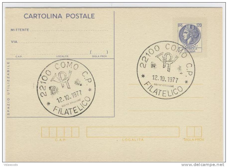 Italia - Siracusana ´77 Valore Da £ 120 Fdc - Interi Postali