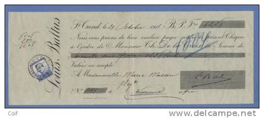 125 Op "cheque à L'ordre" Met Firmaperforatie "LB" Van Louis Baltus Te St-Truiden (St-Trond) - 1909-34