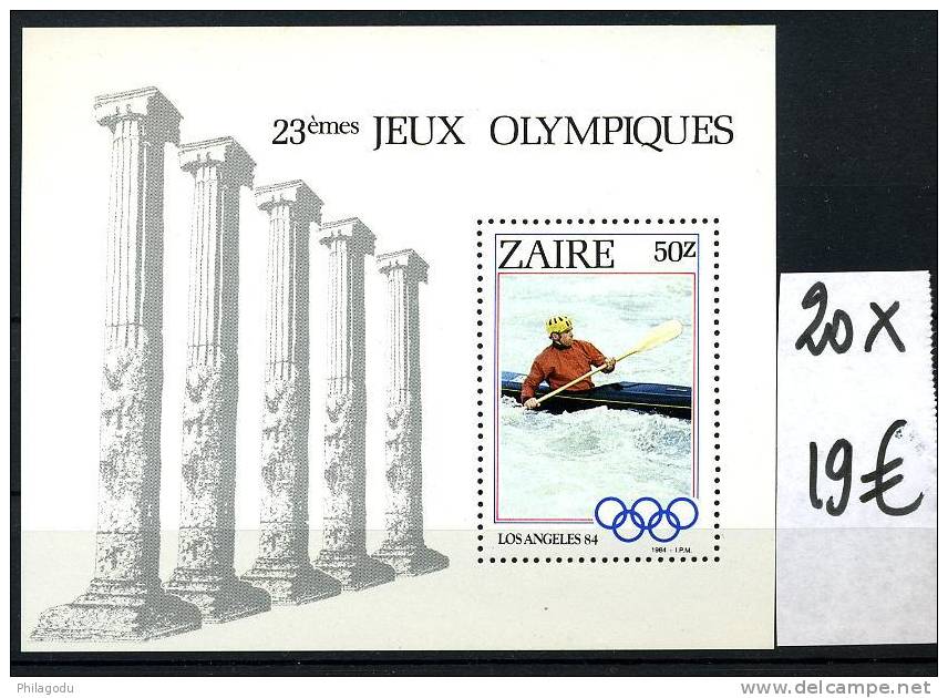 KAYAK   Olympic Of Los Angeles 1984   Zaire M.S.1980   Lot Of 20 BK  Mint NH - Sommer 1984: Los Angeles