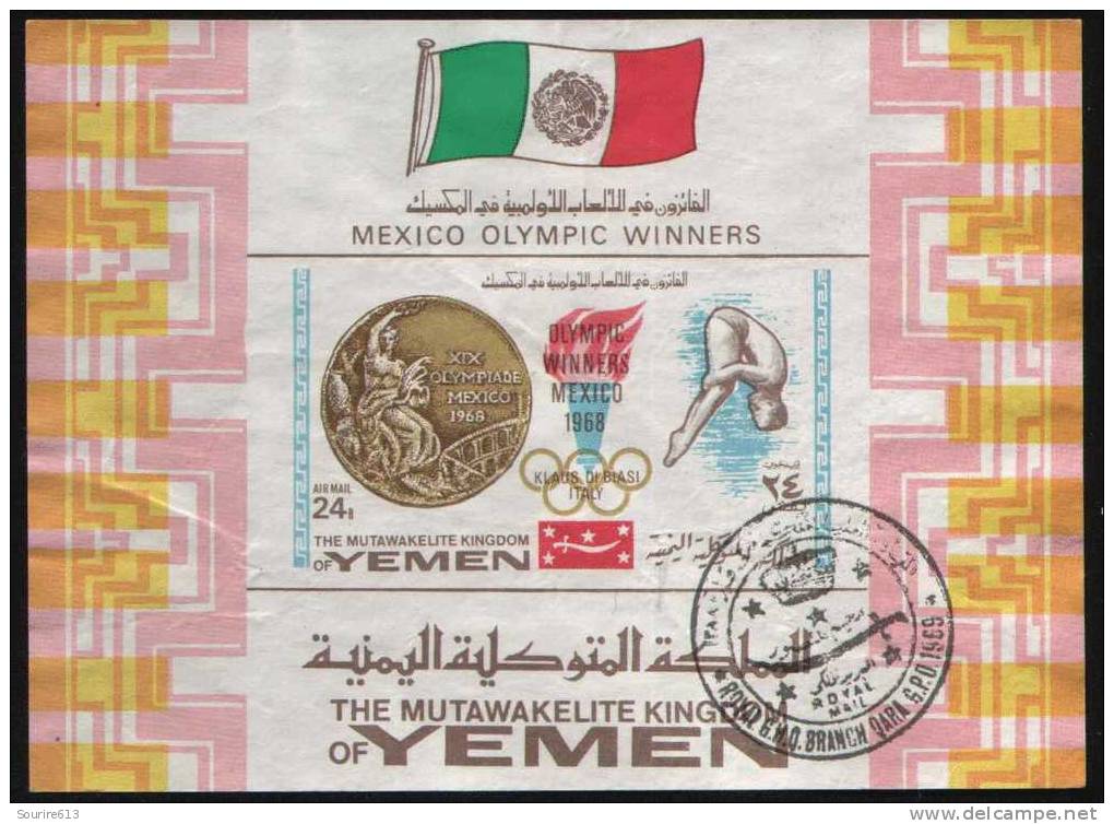 Bf Yemen 1969 Sports Plongeon JO Mexico Médaille - Salto De Trampolin