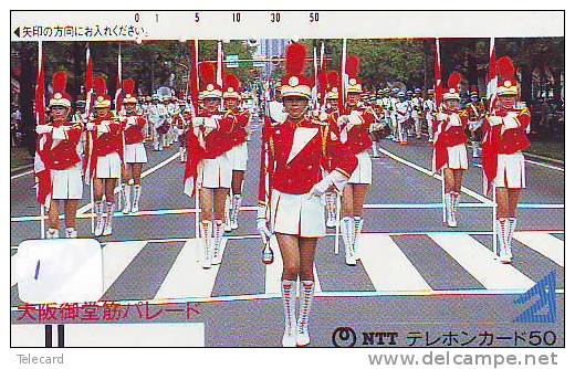 Télécarte MAJORETTES (1) Musique Militaire Fanfare  Military Music Japon Phonecard - Musique