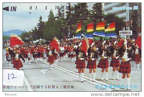 Télécarte MAJORETTES (12) Musique Militaire Fanfare  Military Music Japon Phonecard - Muziek